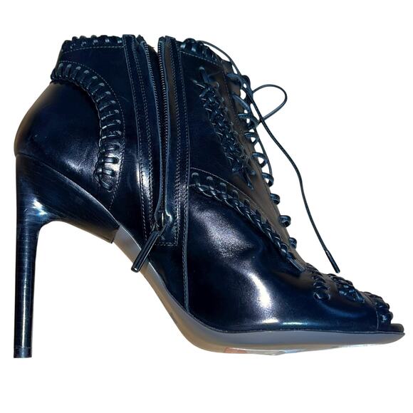 Jason Wu Boots Leather Ankle Bootie Lace Up Whip Stitch Made in Italy - Picture 6 of 11